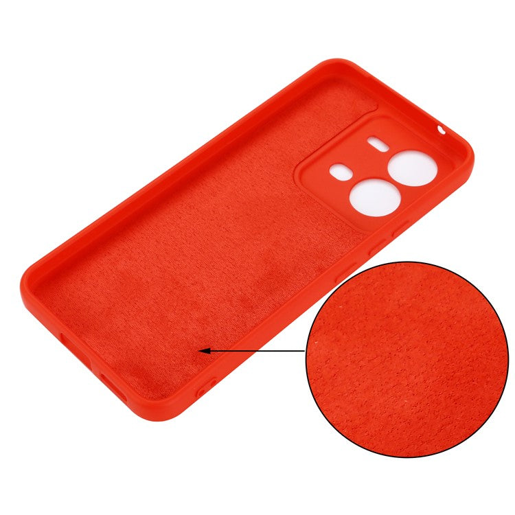 Protective Phone Case for vivo V25 5G / V25e 4G / X80 Lite 5G, Shock-absorbing Liquid Silicone Back Cover with Strap - Red