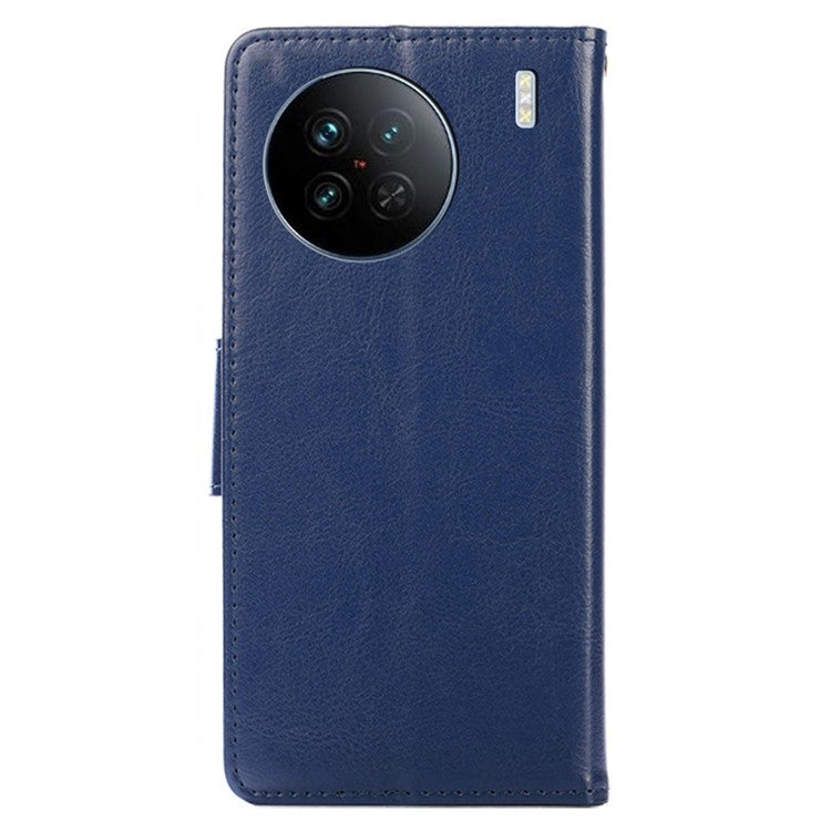 For vivo X90 5G PU Leather Magnetic Wallet Flip Case Stand Feature Shockproof Phone Cover - Sapphire