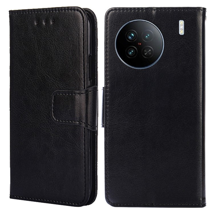 For vivo X90 5G PU Leather Magnetic Wallet Flip Case Stand Feature Shockproof Phone Cover - Black