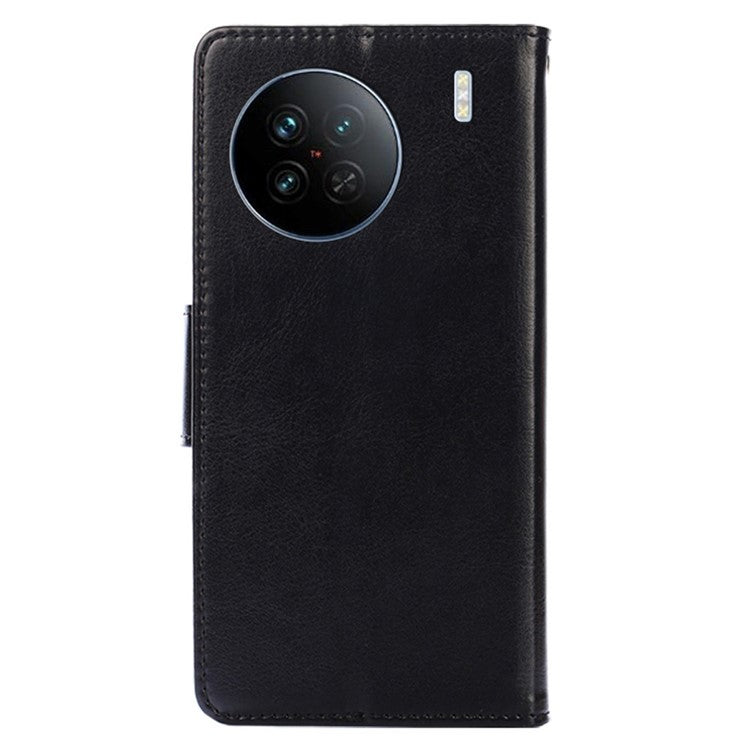 For vivo X90 5G PU Leather Magnetic Wallet Flip Case Stand Feature Shockproof Phone Cover - Black