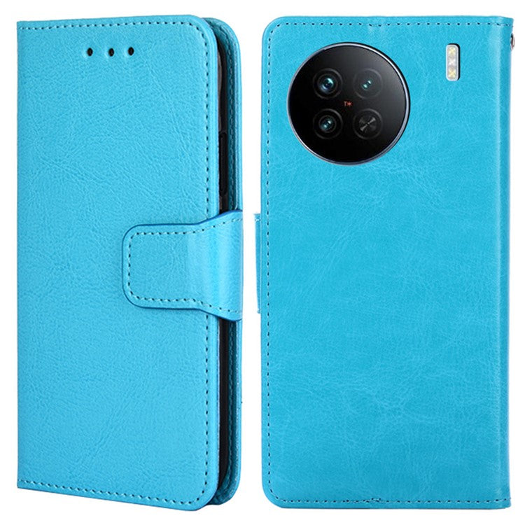 For vivo X90 5G PU Leather Magnetic Wallet Flip Case Stand Feature Shockproof Phone Cover - Baby Blue