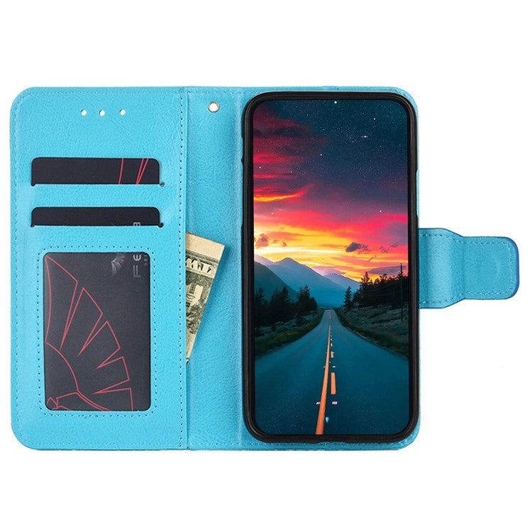 For vivo X90 5G PU Leather Magnetic Wallet Flip Case Stand Feature Shockproof Phone Cover - Baby Blue