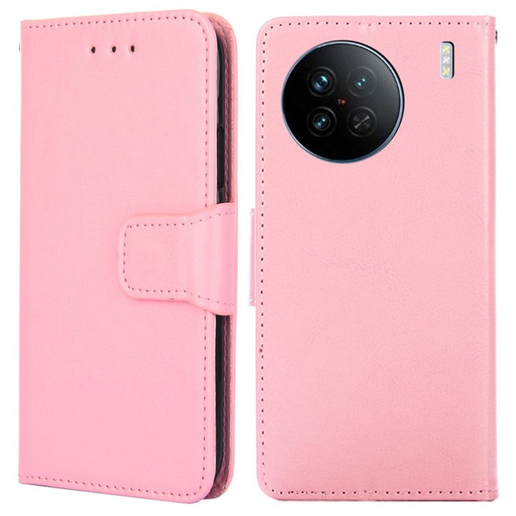 For vivo X90 5G PU Leather Magnetic Wallet Flip Case Stand Feature Shockproof Phone Cover - Pink