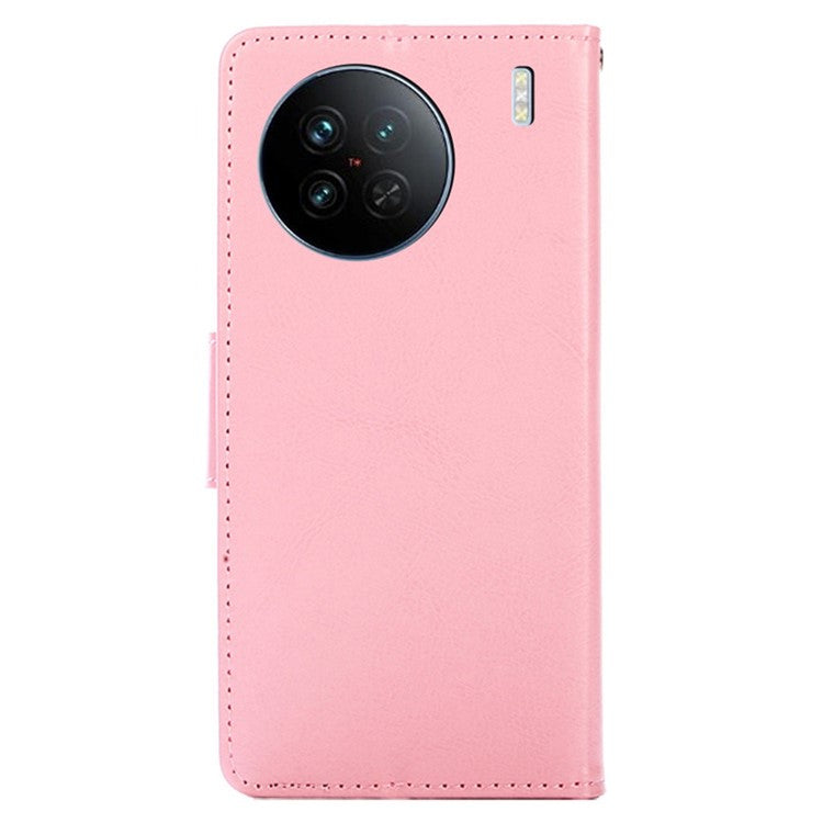 For vivo X90 5G PU Leather Magnetic Wallet Flip Case Stand Feature Shockproof Phone Cover - Pink