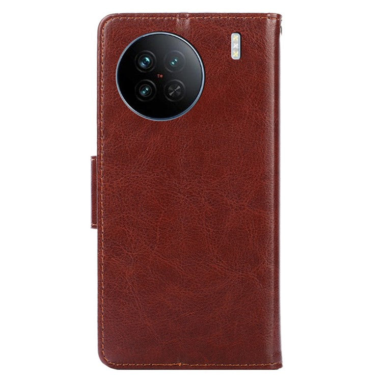 For vivo X90 5G PU Leather Magnetic Wallet Flip Case Stand Feature Shockproof Phone Cover - Brown