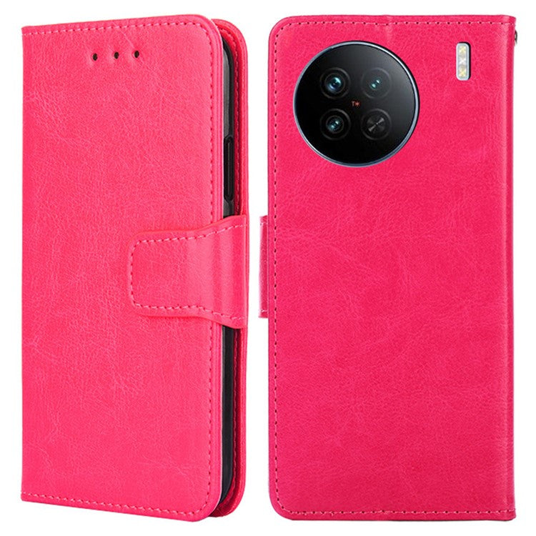 For vivo X90 5G PU Leather Magnetic Wallet Flip Case Stand Feature Shockproof Phone Cover - Rose