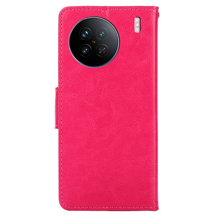 For vivo X90 5G PU Leather Magnetic Wallet Flip Case Stand Feature Shockproof Phone Cover - Rose