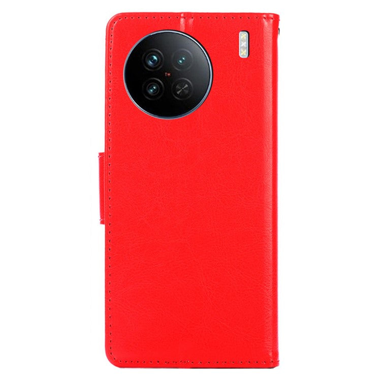 For vivo X90 5G PU Leather Magnetic Wallet Flip Case Stand Feature Shockproof Phone Cover - Red