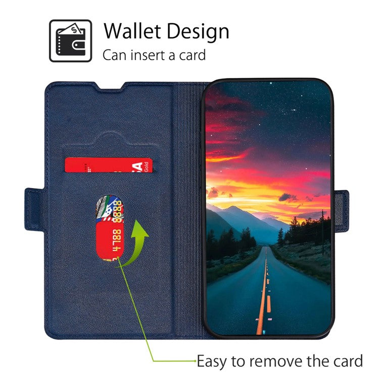 For vivo X90 5G PU Leather Flip Book Style Cover Stand Card Holder Slots Dual Magnetic Clasp Protective Phone Case - Blue