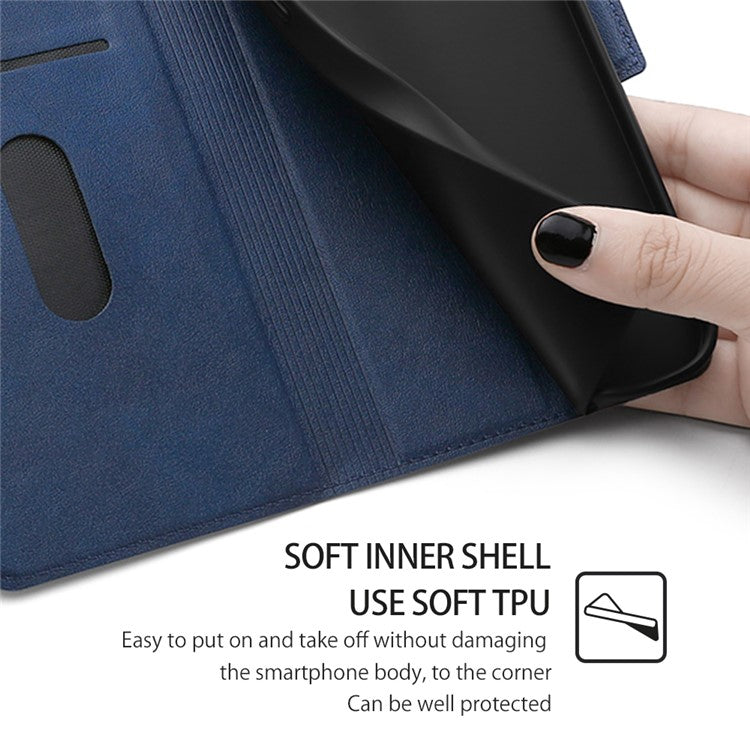 For vivo X90 5G PU Leather Flip Book Style Cover Stand Card Holder Slots Dual Magnetic Clasp Protective Phone Case - Blue