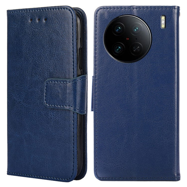 For vivo X90 Pro+ 5G PU Leather Wallet Case Magnetic Flip Stand Shockproof Folio Phone Cover - Sapphire