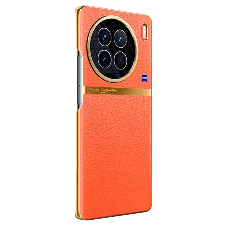 Shockproof Case for vivo X90 5G Anti-Fall Phone Case PC PU Leather Phone Shell - Orange