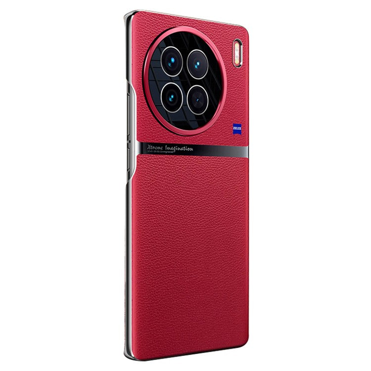 Protective Case for vivo X90 Pro 5G Anti-Scratch Phone Case PC + PU Leather Phone Cover - Red