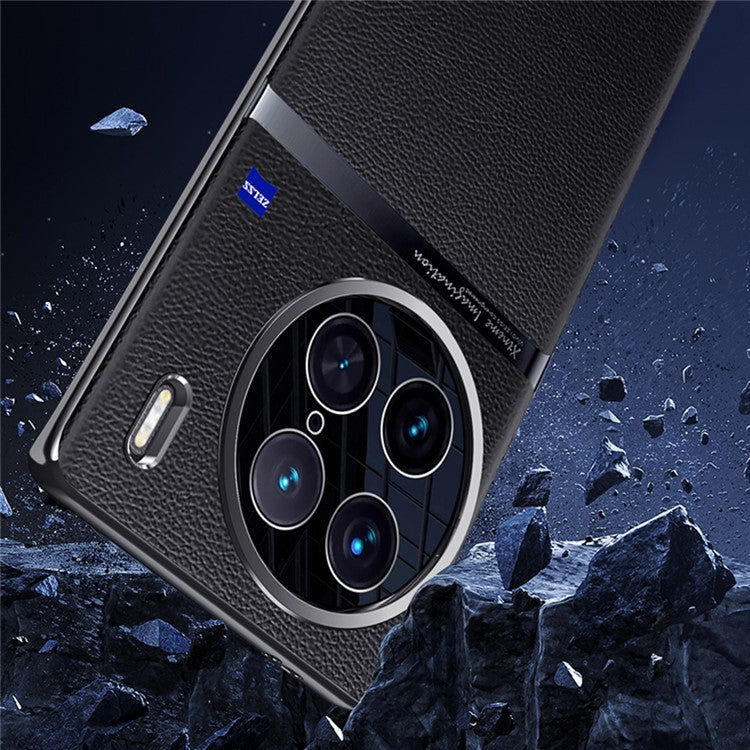 For vivo X90 Pro+ 5G Silm Phone Case Anti-Drop Shockproof Case PC PU Leather Phone Protector - Blue