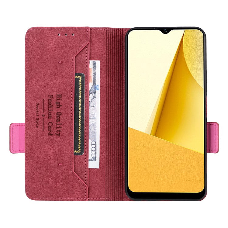 For vivo Y16 4G PU Leather Anti-drop Case Hardware Decor Dual Magnetic Clasp Wallet Stand Phone Cover - Rose