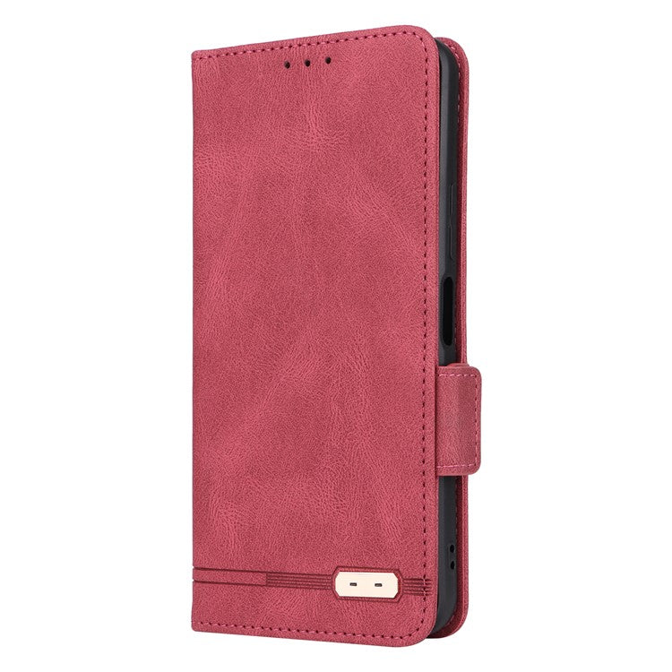 For vivo Y16 4G PU Leather Anti-drop Case Hardware Decor Dual Magnetic Clasp Wallet Stand Phone Cover - Rose