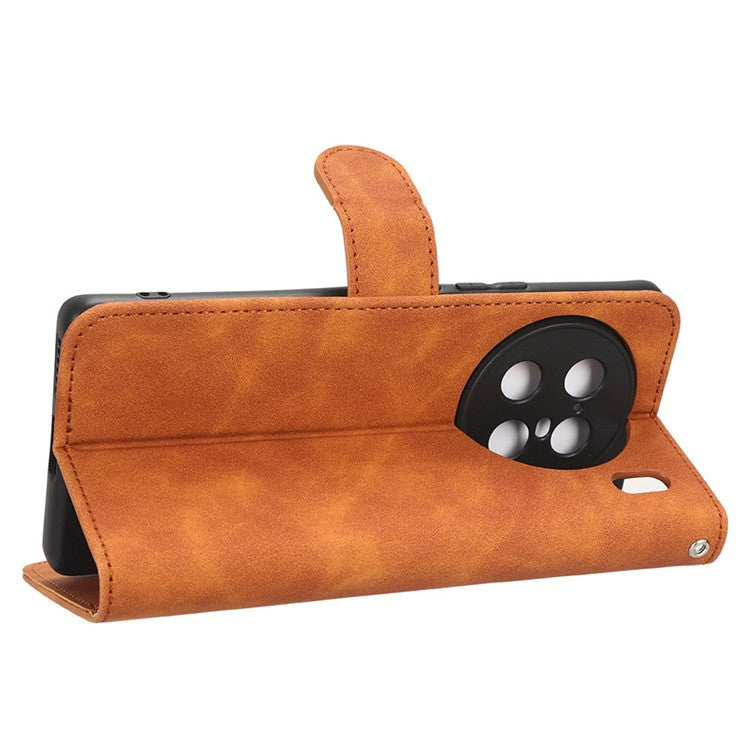 For vivo X90 Pro+ 5G Cell Phone Cover Skin-touch Feeling Wallet Stand Flip Anti-scratch PU Leather+TPU Phone Case - Brown