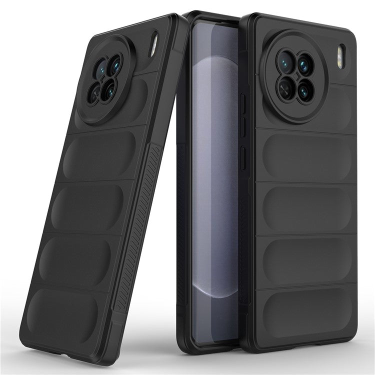 For vivo X90 5G Soft TPU Rugged Back Cover Drop-proof Protective Cell Phone Case - Black