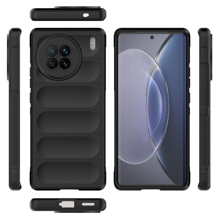 For vivo X90 5G Soft TPU Rugged Back Cover Drop-proof Protective Cell Phone Case - Black