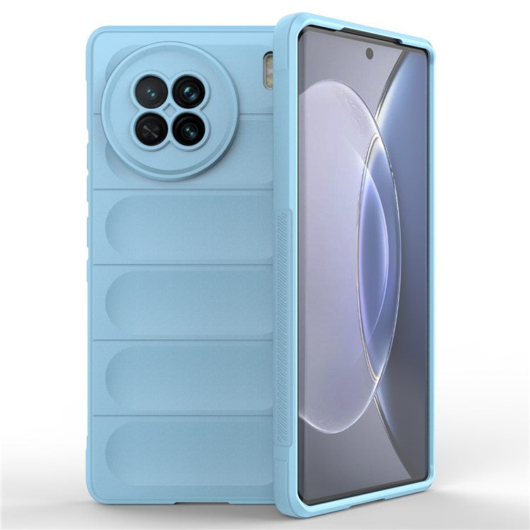 For vivo X90 5G Soft TPU Rugged Back Cover Drop-proof Protective Cell Phone Case - Baby Blue