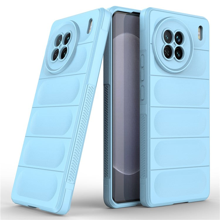 For vivo X90 5G Soft TPU Rugged Back Cover Drop-proof Protective Cell Phone Case - Baby Blue