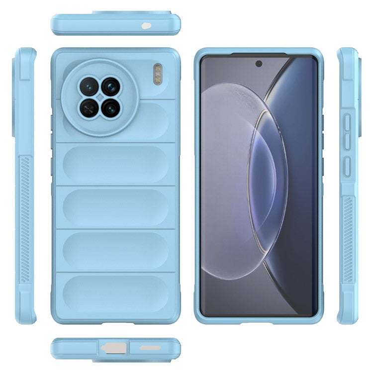 For vivo X90 5G Soft TPU Rugged Back Cover Drop-proof Protective Cell Phone Case - Baby Blue