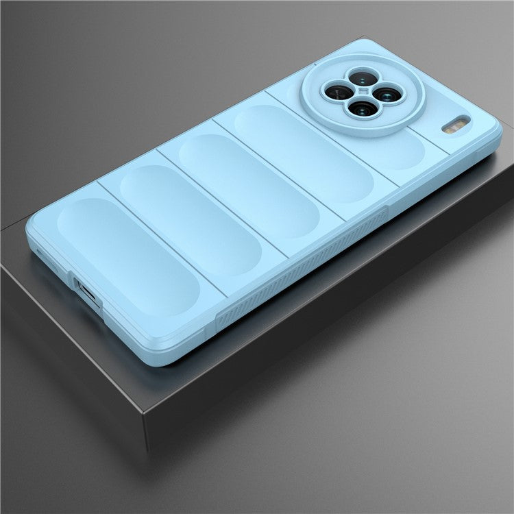 For vivo X90 5G Soft TPU Rugged Back Cover Drop-proof Protective Cell Phone Case - Baby Blue