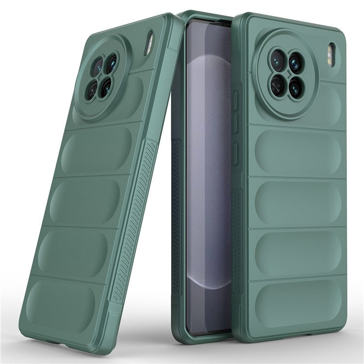 For vivo X90 5G Soft TPU Rugged Back Cover Drop-proof Protective Cell Phone Case - Green