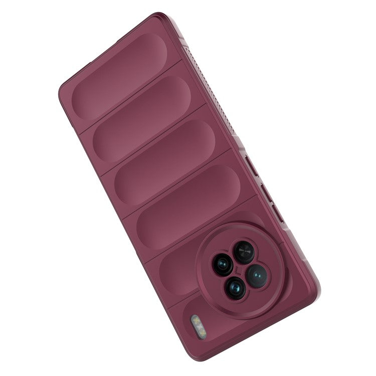 For vivo X90 5G Soft TPU Rugged Back Cover Drop-proof Protective Cell Phone Case - Wine Red