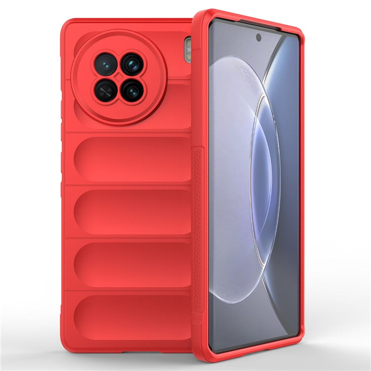 For vivo X90 5G Soft TPU Rugged Back Cover Drop-proof Protective Cell Phone Case - Red