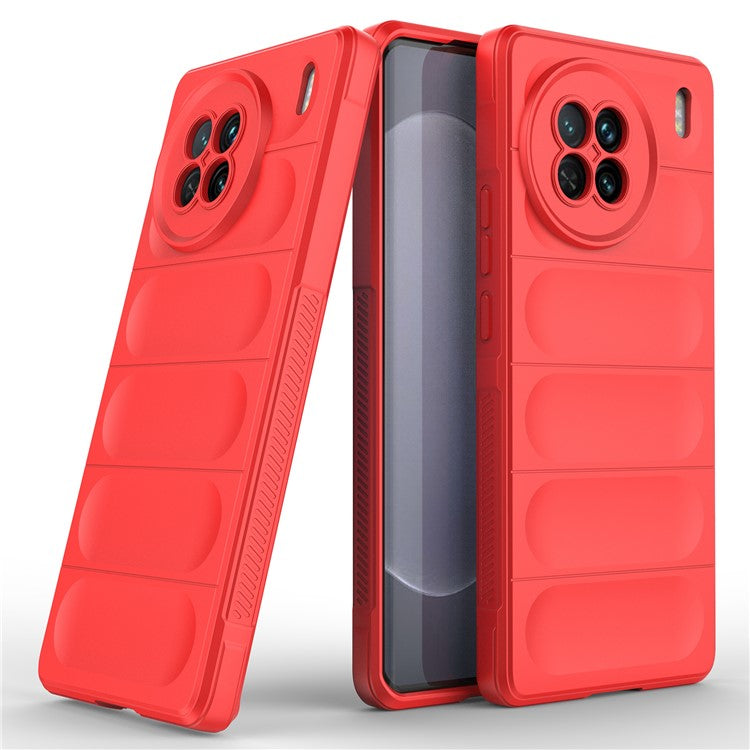 For vivo X90 5G Soft TPU Rugged Back Cover Drop-proof Protective Cell Phone Case - Red