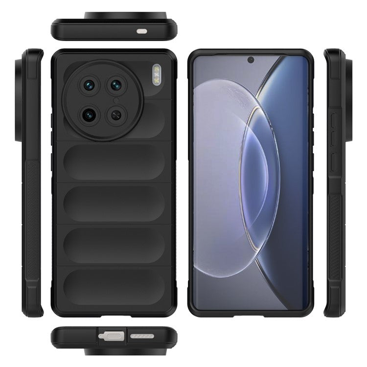 For vivo X90 Pro 5G Anti-drop Rugged Back Phone Case Flexible TPU Smartphone Protective Cover - Black