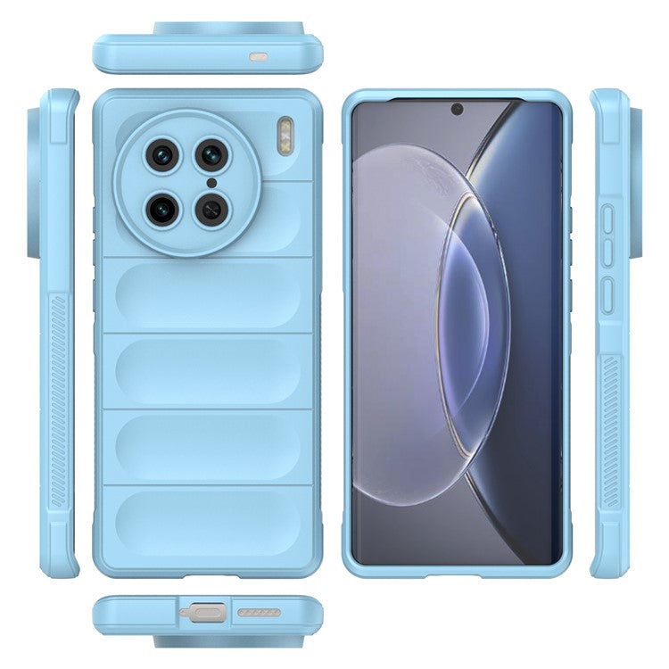 For vivo X90 Pro 5G Anti-drop Rugged Back Phone Case Flexible TPU Smartphone Protective Cover - Baby Blue