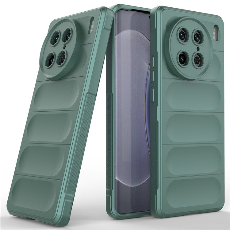 For vivo X90 Pro 5G Anti-drop Rugged Back Phone Case Flexible TPU Smartphone Protective Cover - Green