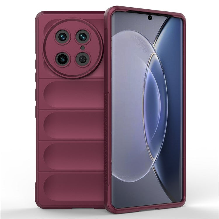 For vivo X90 Pro 5G Anti-drop Rugged Back Phone Case Flexible TPU Smartphone Protective Cover - Wine Red