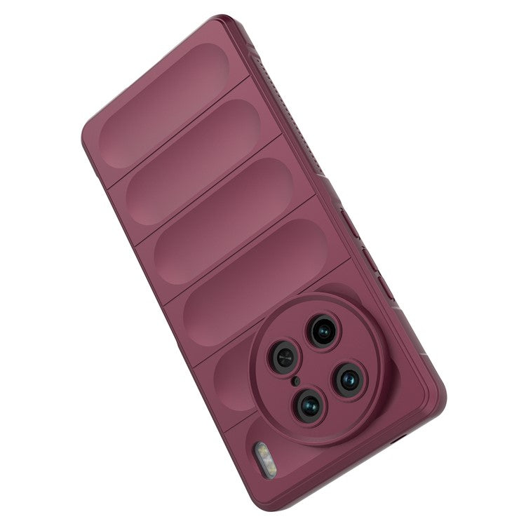 For vivo X90 Pro 5G Anti-drop Rugged Back Phone Case Flexible TPU Smartphone Protective Cover - Wine Red