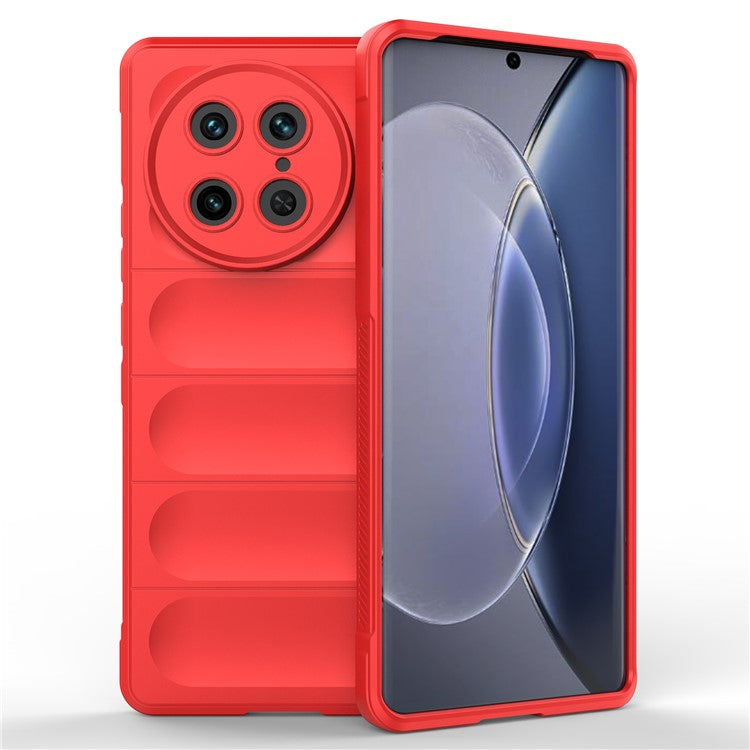 For vivo X90 Pro 5G Anti-drop Rugged Back Phone Case Flexible TPU Smartphone Protective Cover - Red