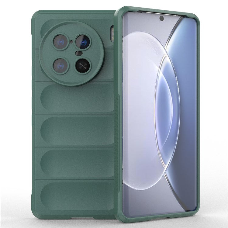 For vivo X90 Pro+ 5G Rugged Back Phone Case Anti-scratch Soft TPU Protective Cover - Green