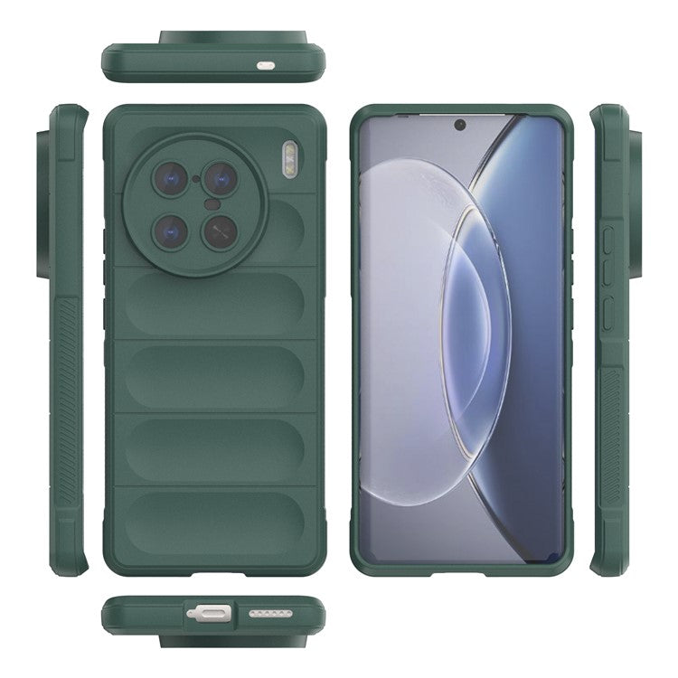 For vivo X90 Pro+ 5G Rugged Back Phone Case Anti-scratch Soft TPU Protective Cover - Green