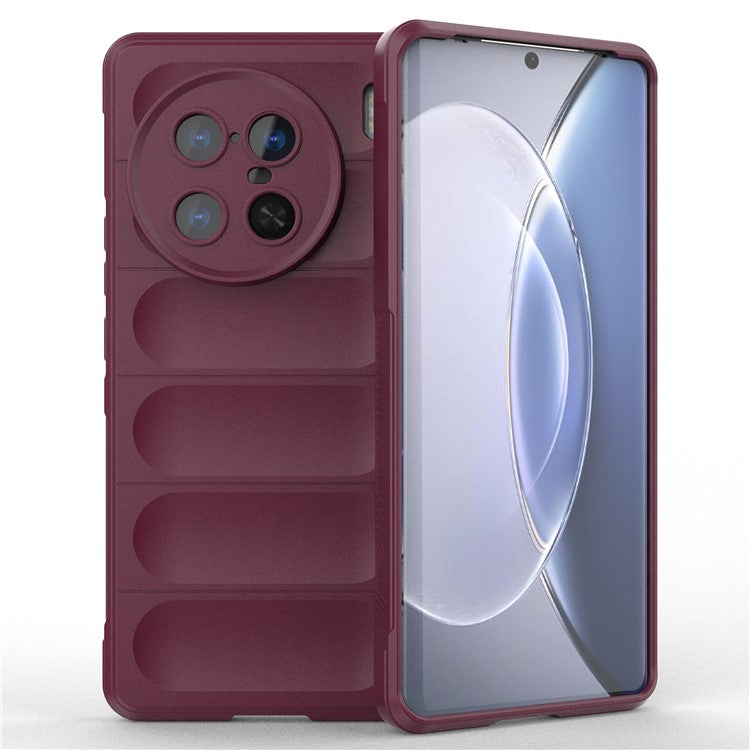 For vivo X90 Pro+ 5G Rugged Back Phone Case Anti-scratch Soft TPU Protective Cover - Wine Red