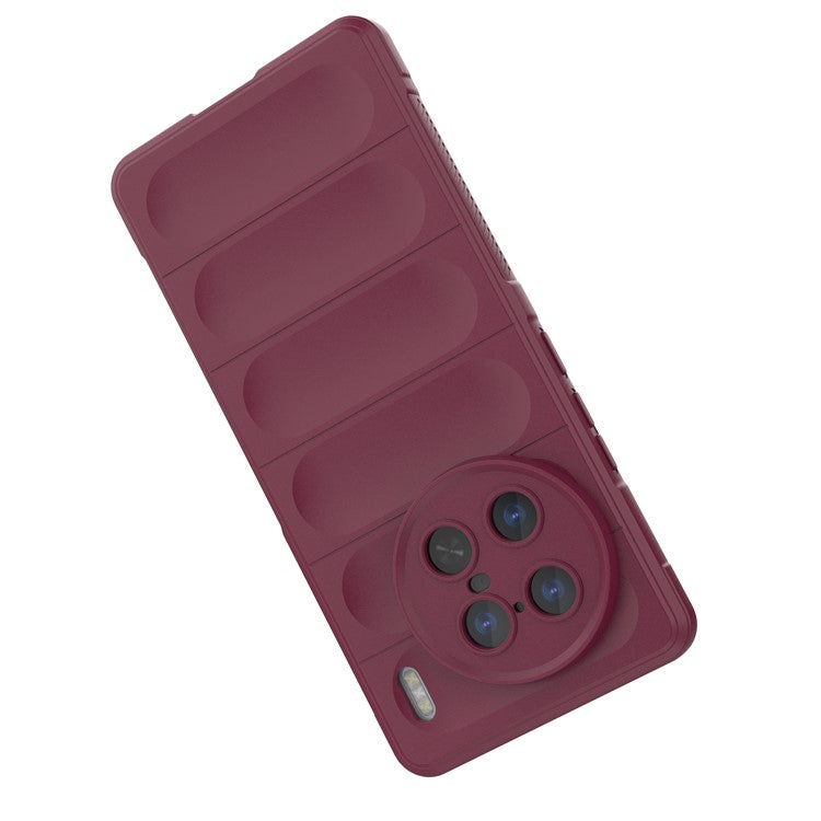 For vivo X90 Pro+ 5G Rugged Back Phone Case Anti-scratch Soft TPU Protective Cover - Wine Red