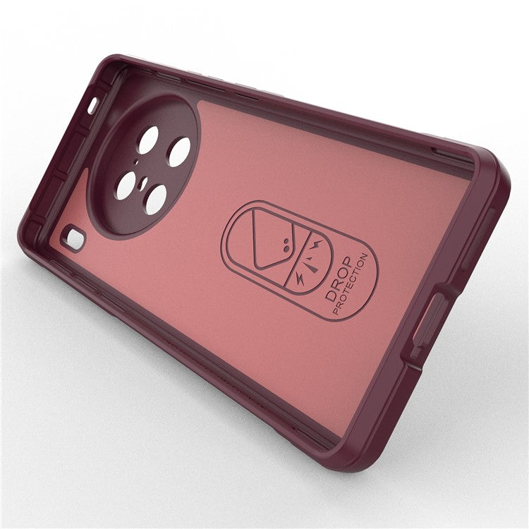 For vivo X90 Pro+ 5G Rugged Back Phone Case Anti-scratch Soft TPU Protective Cover - Wine Red