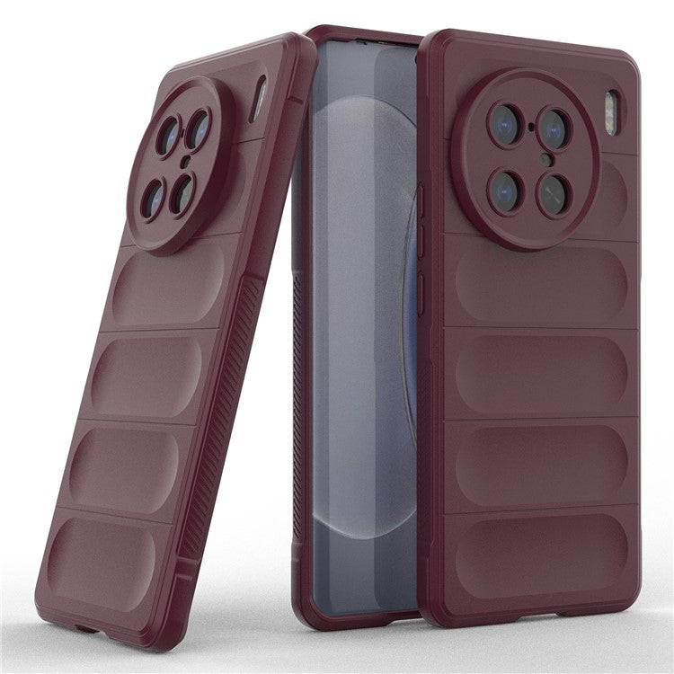 For vivo X90 Pro+ 5G Rugged Back Phone Case Anti-scratch Soft TPU Protective Cover - Wine Red