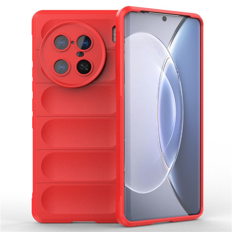 For vivo X90 Pro+ 5G Rugged Back Phone Case Anti-scratch Soft TPU Protective Cover - Red