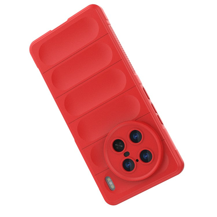 For vivo X90 Pro+ 5G Rugged Back Phone Case Anti-scratch Soft TPU Protective Cover - Red