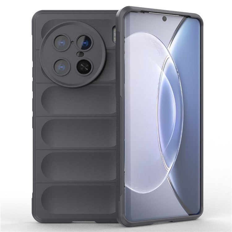 For vivo X90 Pro+ 5G Rugged Back Phone Case Anti-scratch Soft TPU Protective Cover - Dark Grey