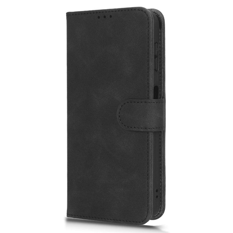 Drop-Proof Cell Phone Cover For vivo X90 Pro 5G Skin-Touch Feeling PU Leather Flip Wallet Case Stand - Black