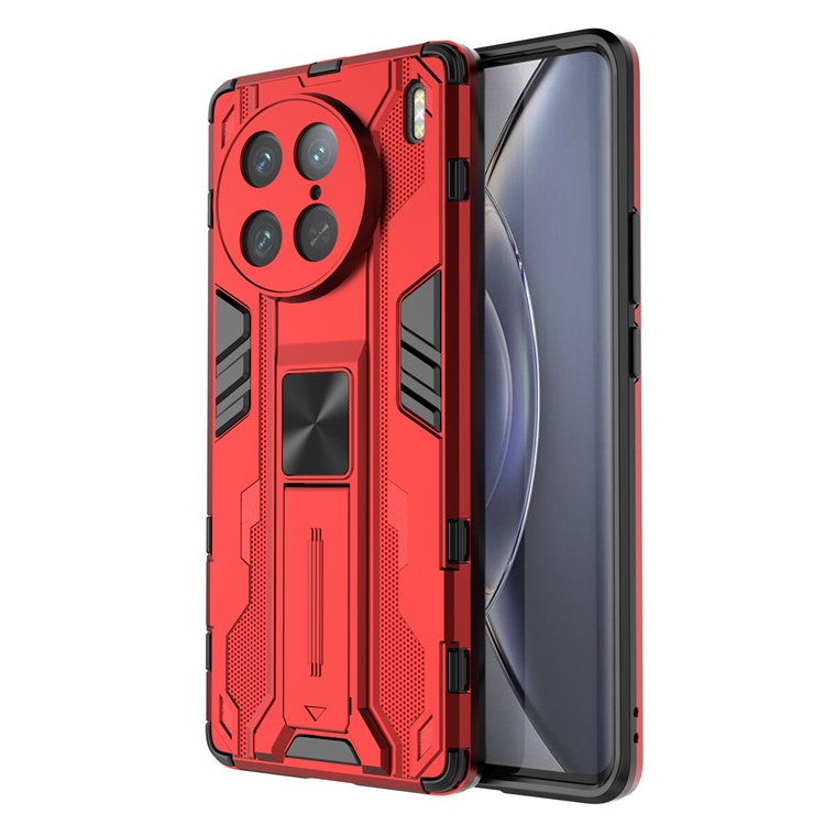 For vivo X90 Pro 5G Kickstand Cell Phone Case Hard PC Soft TPU Anti-drop Back Cover - Red