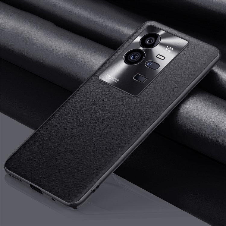 For vivo iQOO 11 Pro 5G Drop-proof Case PU Leather Coated Shock-absorbing TPU + PC Protective Back Cover - Black