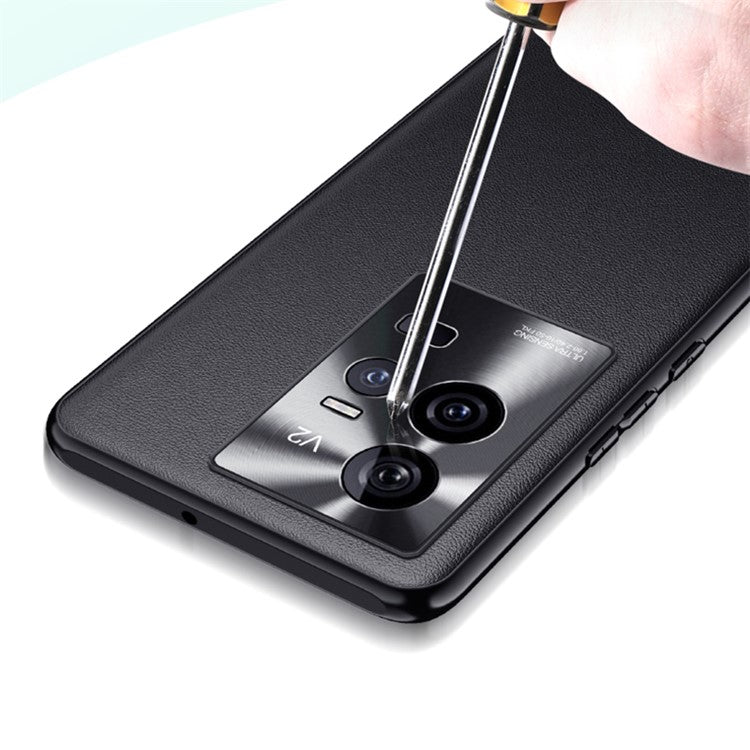 For vivo iQOO 11 Pro 5G Drop-proof Case PU Leather Coated Shock-absorbing TPU + PC Protective Back Cover - Black